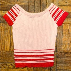 PacSun Pink and red stripped short sleeve